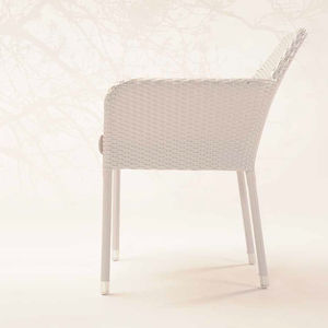 contemporary chair / with armrests / stackable / aluminum