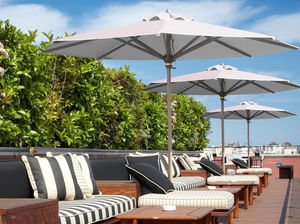 acrylic fabric patio umbrella / wooden