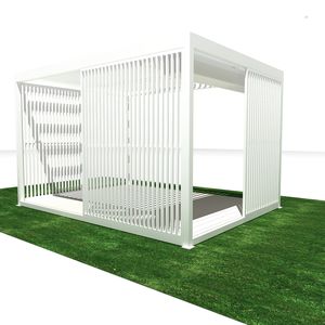 self-supporting pergola / aluminum / oryzawood / with mobile slats