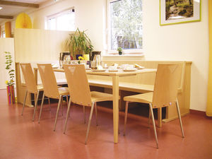 contemporary chair / stackable / wood