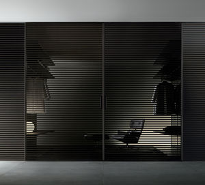 sliding door / aluminum / full-height / double