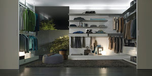 wall-mounted walk-in wardrobe / contemporary / glass / with sliding door