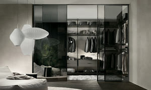 interior door / for walk-in wardrobes / sliding / aluminum