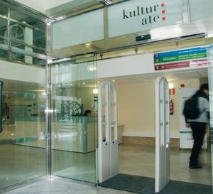 entry door / sliding / glass / for public buildings