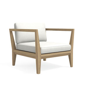 contemporary armchair / fabric / teak / garden