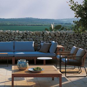 contemporary coffee table / teak / square / outdoor