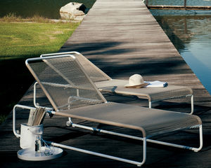 contemporary lounge chair / polyester / stainless steel / garden