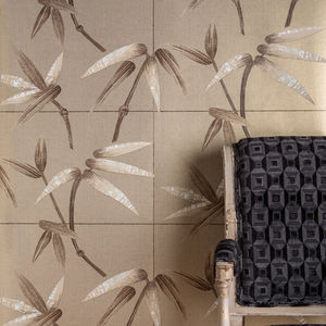 Oriental wallpaper / nature pattern / gold-colored / silver