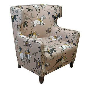 traditional armchair / fabric / wing