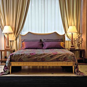 double bed / Louis XVI style / with upholstered headboard / fabric