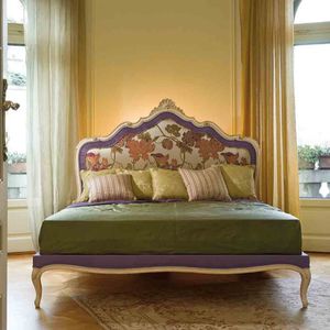 double bed / Louis XV style / with upholstered headboard / fabric