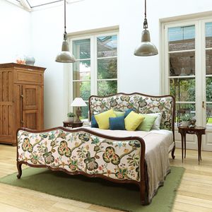 double bed / Louis XV style / with upholstered headboard / fabric