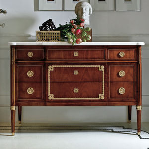 chest of drawers with long legs / Louis XVI style / cherrywood / brass