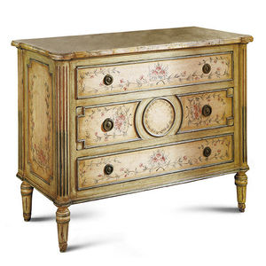 chest of drawers with long legs / Neoclassical / wooden / brass