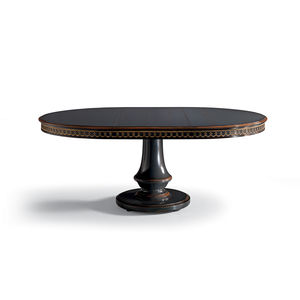 traditional dining table / beech / brass / round