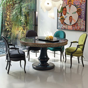 traditional dining table / cherrywood / brass / round