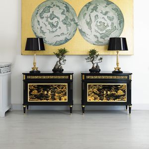 sideboard with long legs / traditional / cherrywood / brass