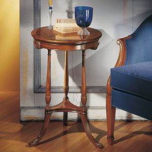 traditional side table / cherrywood / ebony / round