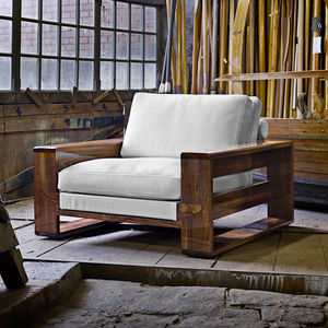 contemporary armchair / Sunbrella® / mahogany / sled base