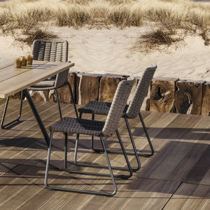 contemporary garden chair / sled base / aluminum / rope