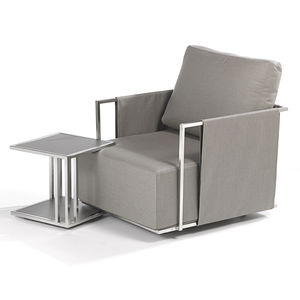 contemporary armchair / fabric / stainless steel / garden