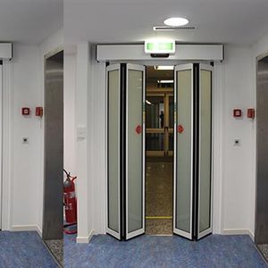 folding door / metal / automatic / interior