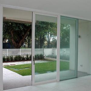 sliding patio door / wooden / double-glazed