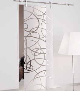 indoor door / sliding / glass / decorative