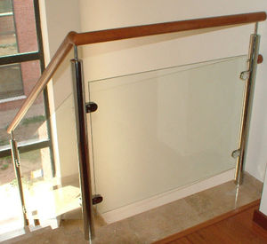 glass railing / with panels / indoor / for stairs