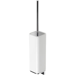 chromed metal toilet brush / ceramic / wall-mounted
