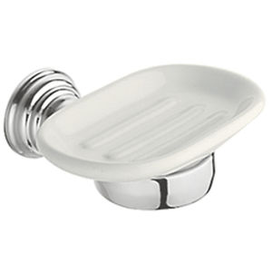 wall-mounted soap dish / metal / ceramic