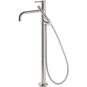 shower mixer tap / bathtub / floor-mounted / chromed metal