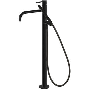 shower mixer tap / bathtub / floor-mounted / chromed metal