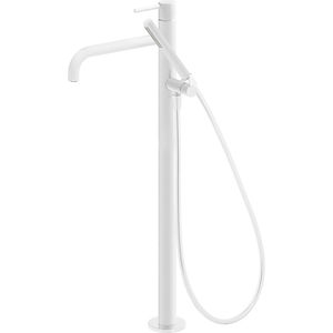 shower mixer tap / bathtub / floor-mounted / chromed metal