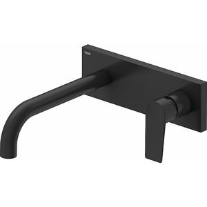 washbasin mixer tap / wall-mounted / chromed metal / bathroom