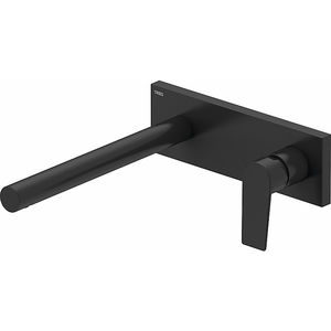 washbasin mixer tap / wall-mounted / chromed metal / bathroom