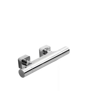 double-handle shower mixer tap / wall-mounted / chromed metal / thermostatic