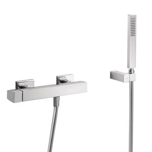 shower mixer tap / wall-mounted / chromed metal / bathroom