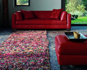 contemporary sofa / leather / 3-seater / red