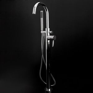 bathtub mixer tap / floor-mounted / chrome-plated brass / bathroom