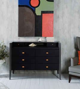 traditional chest of drawers / lacquered wood / black