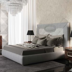 double bed / contemporary / upholstered / with upholstered headboard