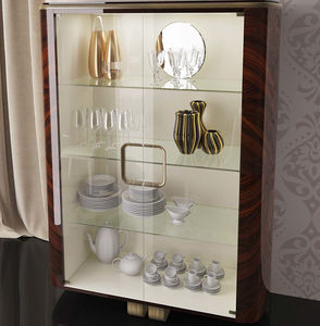 contemporary display case / glass / lacquered wood
