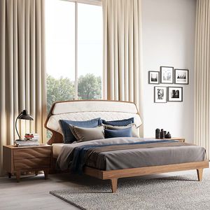 double bed / contemporary / upholstered / with upholstered headboard
