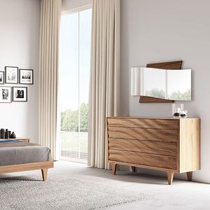 contemporary chest of drawers / lacquered wood / white / beige