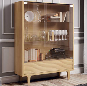 contemporary display case / glass / lacquered wood