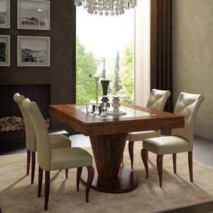 classic table / glass / lacquered wood / rectangular