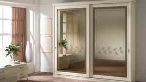traditional wardrobe / lacquered wood / sliding door / mirrored