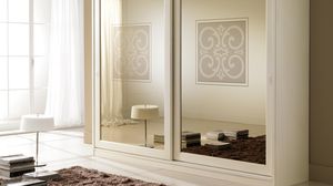 traditional wardrobe / wooden / lacquered wood / sliding door