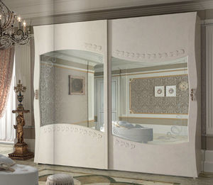 classic wardrobe / wooden / lacquered wood / sliding door